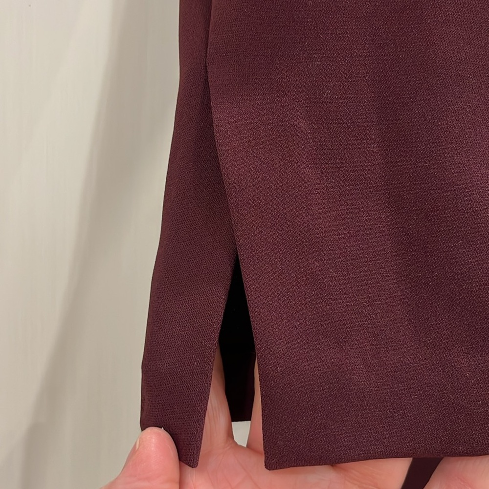 EUC ALC Loyola long sleeve plum fit and flare v neck dress with asymmetrical hem - Picture 7 of 12
